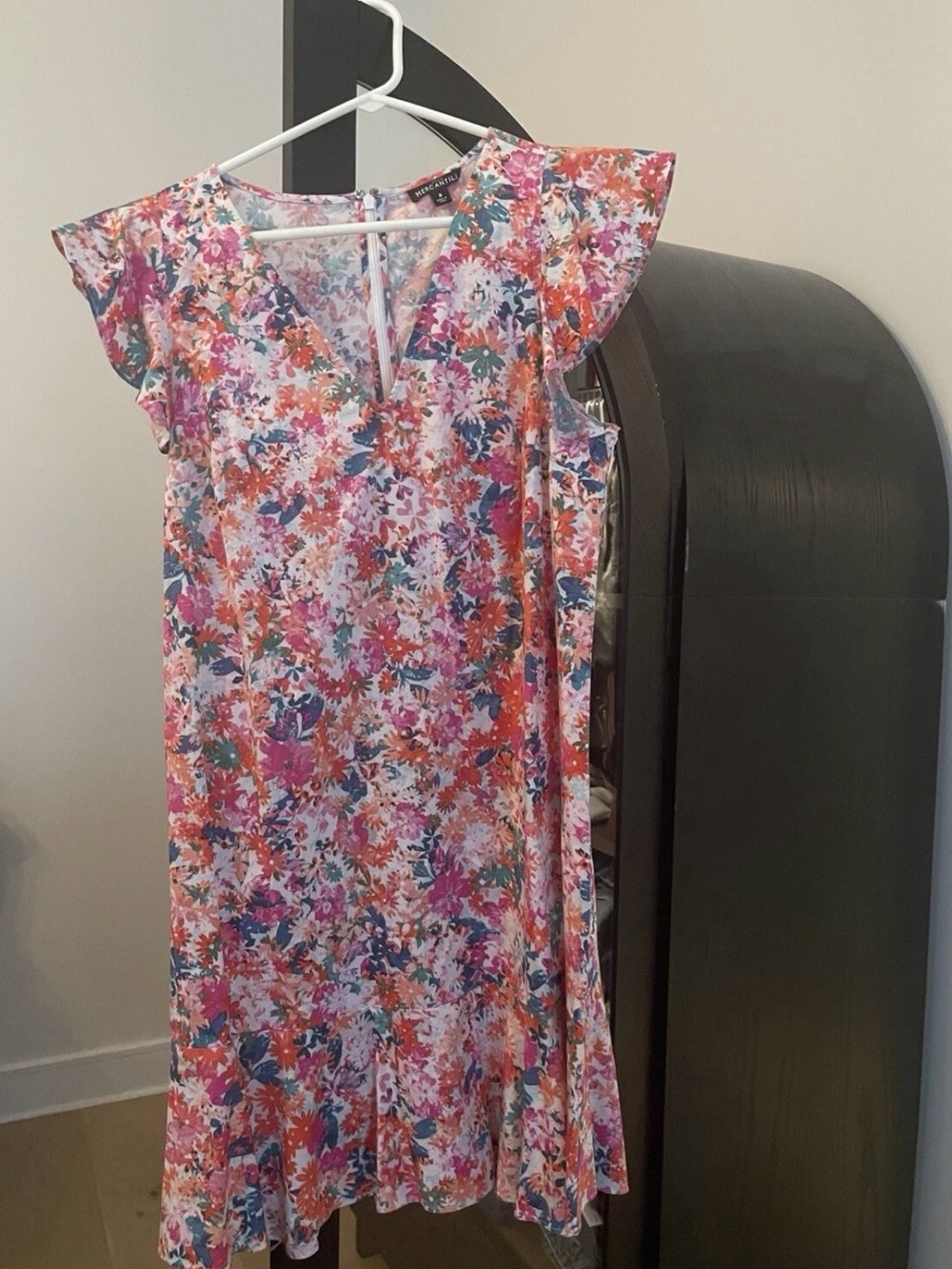 J. Crew Pink Multicolor Floral Flutter Midi Dress